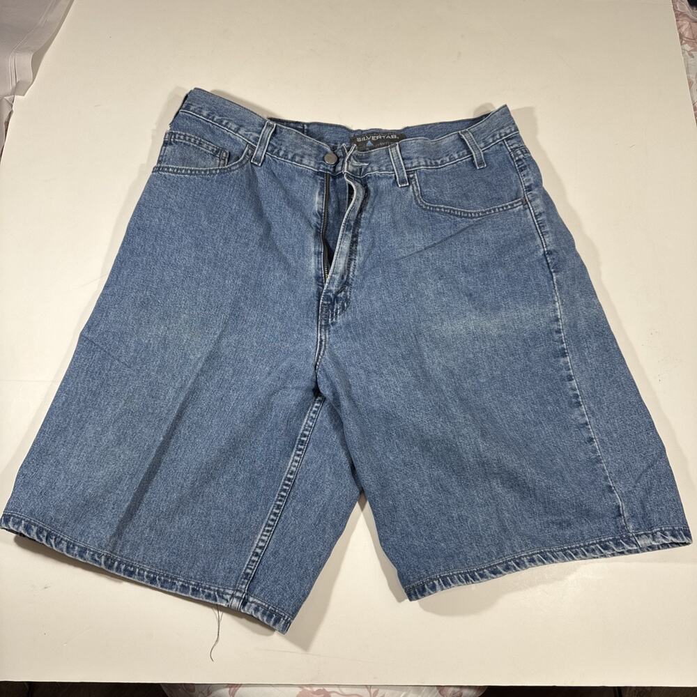 Vtg Levis SilverTab Mens Y2K Baggy Low Loose Denim Shorts Size 36